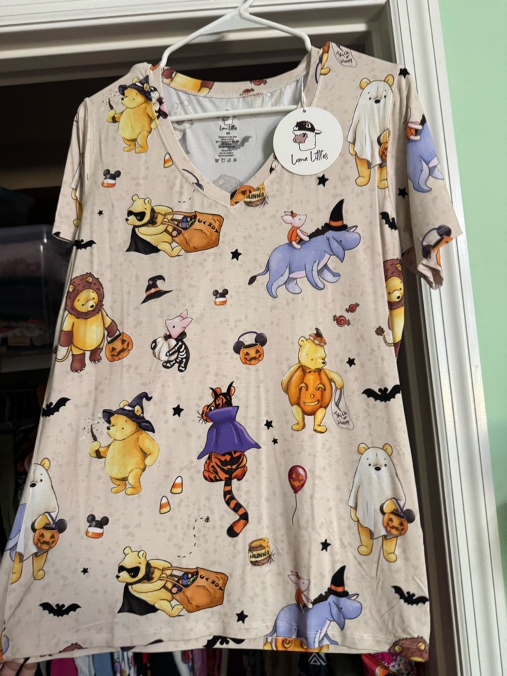 Halloween Winnie the Pooh Graphic V-Neck Tunic